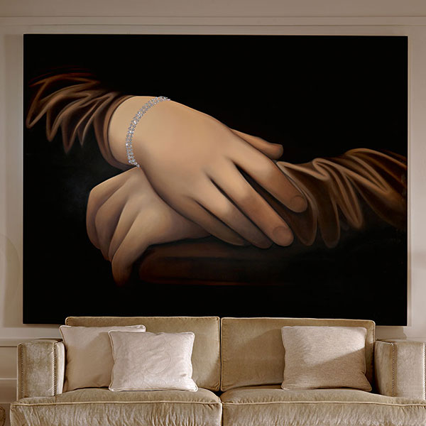 VSS9S<br>
Mona Lisa’s hands with Swarovski bracelet painting  
230 x 180 cm<br>

VSS35S<br>
Mona Lisa’s hands with Swarovski bracelet painting  
200 x 150 cm