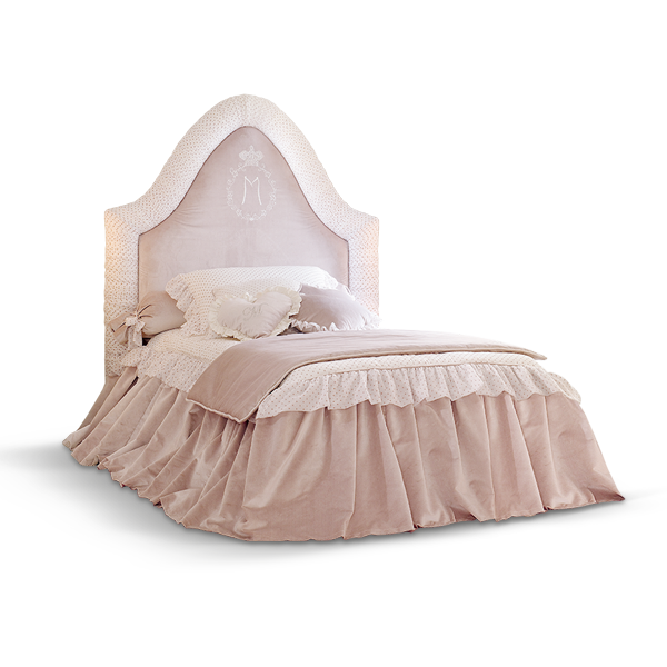 <strong>SHIRLEY</strong> bed with embroidery<br>
<strong>3031TB</strong> set of canopy drapes<br>
<strong>0530</strong> dresser<br>
<strong>0533</strong> nightstand with decoration<br>
<strong>4012L</strong> smooth rectangular mirror<br>
<strong>4010</strong> ruffled round mirror<br>
<strong>6001</strong> Antony armchair<br>
<strong>6009</strong> Antony pouffe<br>
<strong>2133</strong> heart lamp, 3 lights<br>
<strong>2142</strong> heart table lamp, 2 lights